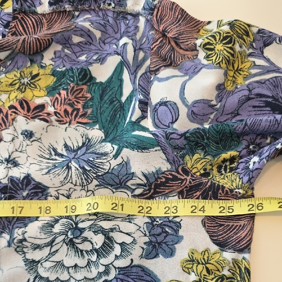 Maeve Anthropologie Whimsical Floral Henley Boho Raw Hem Oversized Top Large - Picture 13 of 13